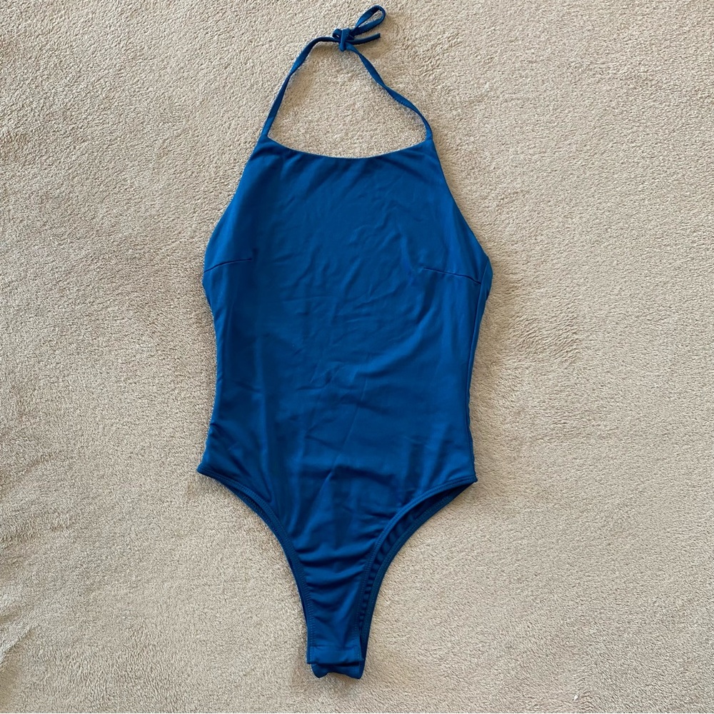 Blue Halter Bodysuit
